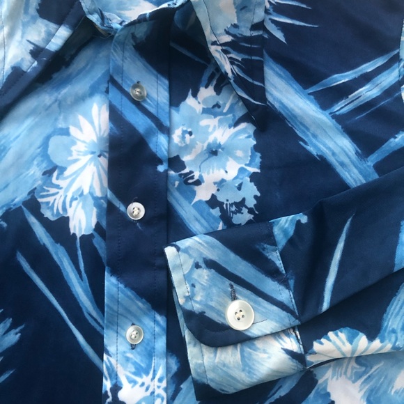 Vintage shirt button down floral print men’s medium long sleeve polyester qiana - Picture 4 of 11